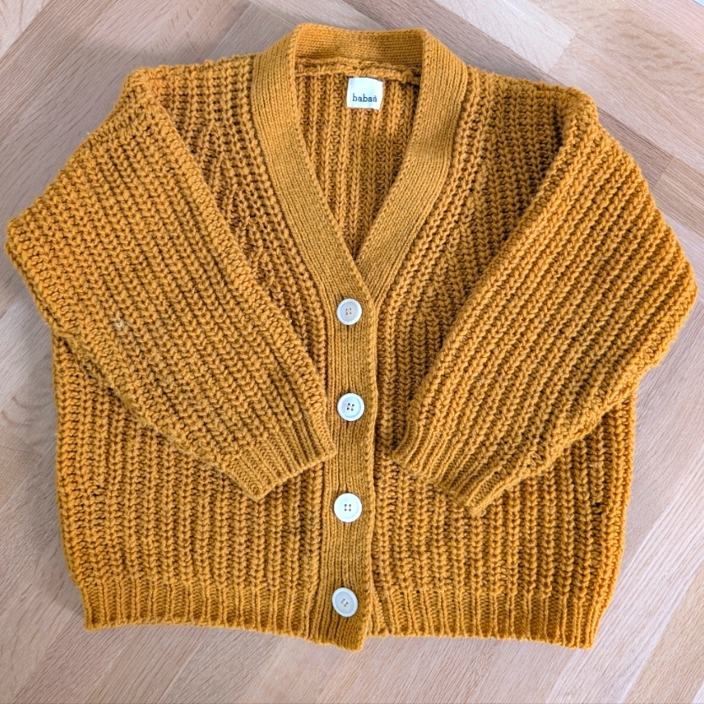 babaa no. 19 Mini Wool Cardigan Ochre